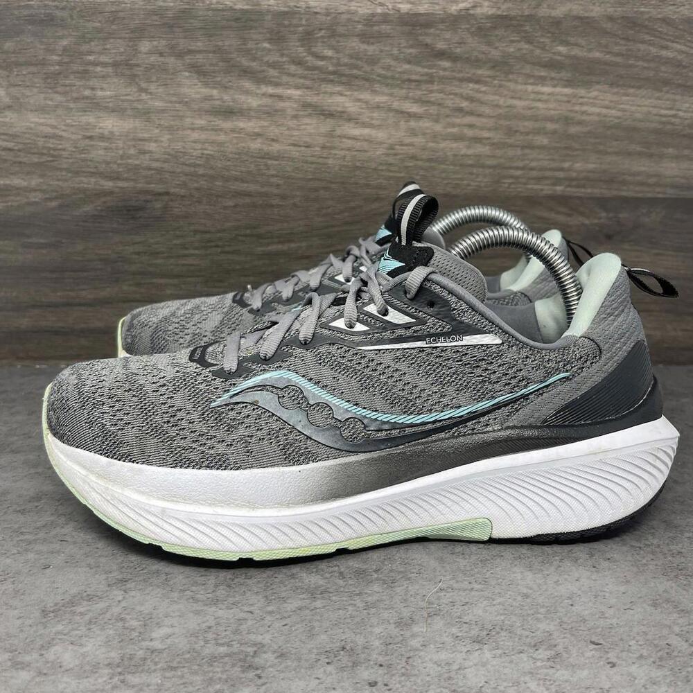 Saucony Echelon 9 Running Shoes Womens Size 8.5 Grey Green Sneakers S10765-20